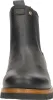A front view of a black leather boot with a thick wooden and rubber sole. Voir les images du produit