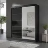 Kleiderschrank zum Schlafzimmer für Kleidung mit Spiegel, Höhe: 200cm, Breite: 150 cm, Schwarz Produktbild-Vorschau