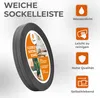 A roll of flexible skirting board is shown with feature icons and text. Produktbild-Vorschau