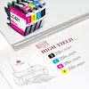 A stack of printer ink cartridges is shown on top of a stack of paper, with a diagram of a printer and marketing text about high yield. Produktbild-Vorschau