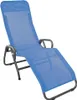 A blue mesh chaise lounge chair with a gray metal frame, shown on a white background. Produktbild-Vorschau