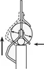 Diagram showing the operation of a cable stripping tool. Produktbild-Vorschau