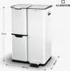 A white three-compartment trash can with pedals, shown from a three-quarter angle. Náhľad obrázku produktu