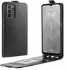 A black flip case for a Samsung Galaxy A23 5G phone is shown, with the phone inside and the case open. Produktbild-Vorschau