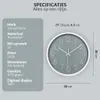A wall clock with its specifications listed next to it. Náhled obrázku produktu