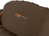 A close-up of a brown fleece chair with a logo. Produktbild-Vorschau