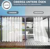 Comparison of curtains for a gazebo, showing the product on the left and a competitor's product on the right. Produktbild-Vorschau