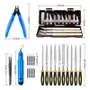 A collection of 3D printing tools laid out on a white background with dimensions indicated. Produktbild-Vorschau