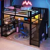 Lit superposé Flieks 90x200 cm avec bureau et étagère, lit Voir les images du produit 4