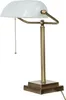 Bankerlampe Weiß Bronze E27 40 cm Glas Echt-Messing Produktbild-Vorschau 2