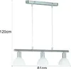 A three-light pendant lamp with glass shades, shown against a white background with dimension lines. Produktbild-Vorschau