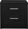 [en.casa]® Nachttisch Nachtschrank schwarz 2x Schublade Produktbild-Vorschau 2
