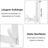 A collage of images showing an over-the-door hook organizer with text descriptions in German. Produktbild-Vorschau