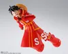 A dynamic action figure of Monkey D. Luffy from One Piece, posed in mid-action against a light gray background. Podgląd zdjęcia produktu