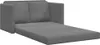 A dark gray sofa bed is shown unfolded, with the mattress extended. Produktbild-Vorschau