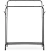 A black metal garment rack with two hanging rails and side hooks, presented against a white background. Podgląd zdjęcia produktu