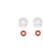 Two clear plastic ring-shaped adapters and two red ring-shaped seals are arranged in two rows on a white background. Produktbild-Vorschau