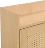 Close-up of the corner of a wooden cabinet with rattan detailing. Podgląd zdjęcia produktu