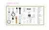 A collection of beauty and personal care items arranged on a white background, with lines connecting them and decorative elements. Produktbild-Vorschau
