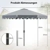 A diagram showing the dimensions of a gray patio umbrella. Produktbild-Vorschau