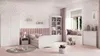 A child's bedroom with a white dresser, bed, wardrobe, and bookshelf. Náhled obrázku produktu