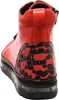 A close-up rear view of a red high-top boot with black textured accents. Produktbild-Vorschau