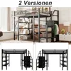 A collage of images showing a loft bed with integrated storage and stairs, presented in different configurations and from different angles. Náhled obrázku produktu