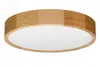 A round, wooden ceiling lamp with a white diffuser. Produktbild-Vorschau