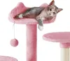 A cat is resting on a pink cat tree. Produktbild-Vorschau