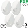 EXE Hook Wandhaken ohne Bohren 4er-Set – rund, transparent, Produktbild-Vorschau 1
