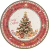 Clayre & Eef talíř Ø 33 cm Červenobéžový plastový vánoční Náhled obrázku produktu 1