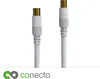 Two white coaxial cables with gold connectors are shown against a white background. The brand logo and name 'conecto' are visible at the bottom of the image. Produktbild-Vorschau