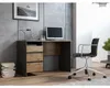 Bureau avec 3 tiroirs de rangement en bois - Noir et beige Voir les images du produit 3