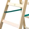 A close-up view of a wooden ladder with green straps. Produktbild-Vorschau