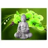 Leinwandbild buddha mit grüner orchidee 90x60 cm Feeby grün Produktbild-Vorschau 3