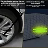 A split image showing a car tire and wheel on the left, and a close-up of a car cover with reflective strips on the right. Produktbild-Vorschau
