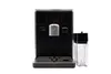 A black Saeco coffee machine with a clear water tank is shown against a white background. Produktbild-Vorschau
