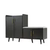A dark gray shoe cabinet with a bench attached. Anteprima dell’immagine prodotto