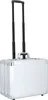 A silver aluminum trolley case with a black telescopic handle is shown against a white background. Anteprima dell’immagine prodotto