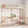 Hochbett mit Schreibtisch & Stühlen 75x190 cm Massivholz Produktbild-Vorschau 3