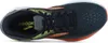 Top-down view of a black running shoe with green and orange accents. Podgląd zdjęcia produktu