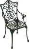 A dark green, ornate cast aluminum garden chair with armrests, shown against a white background. Produktbild-Vorschau