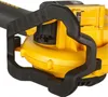A close-up view of the handle and motor housing of a yellow and black DeWALT leaf blower. Podgląd zdjęcia produktu