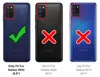 Three phone cases are shown, with one marked as a correct fit and two as incorrect fits. Produktbild-Vorschau