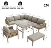 Gartenmöbelset - Beige - Ecksofa & Glastisch - verzinktes Produktbild-Vorschau 4