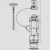 Technical drawing of a toilet flush valve assembly with dimensions. Produktbild-Vorschau