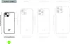 This image displays a size chart comparing the dimensions of different iPhone 13 models. Anteprima dell’immagine prodotto
