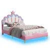 Lit rembourré ProximaX de couleur rose, dimensions 140 × Voir les images du produit 9