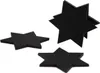 Three black star-shaped felt coasters are arranged on a white background. Produktbild-Vorschau