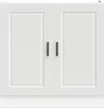 A white kitchen cabinet with two doors and black handles. Anteprima dell’immagine prodotto